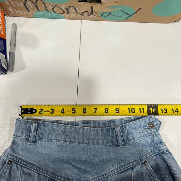 Free People Scout Denim Skirt Boho Aline Western Pleated Womens 0 100% Cotton - Picture 7 of 8